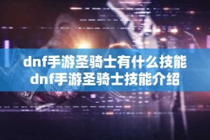 dnf手游圣骑士有什么技能 dnf手游圣骑士技能介绍