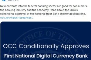 美国货币监理署批准的信托银行牌照将Ripple和Circle引入美国