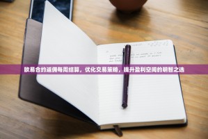 欧易合约返佣每周结算，优化交易策略，提升盈利空间的明智之选