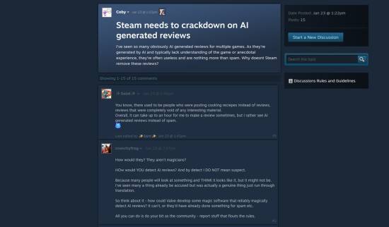 Steam评论区遭AI水军攻占：研究揭露有组织的AI控评